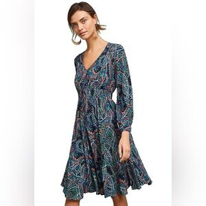 AnthropologiesMaeve Colorful Paisley Long Sleeve Dress